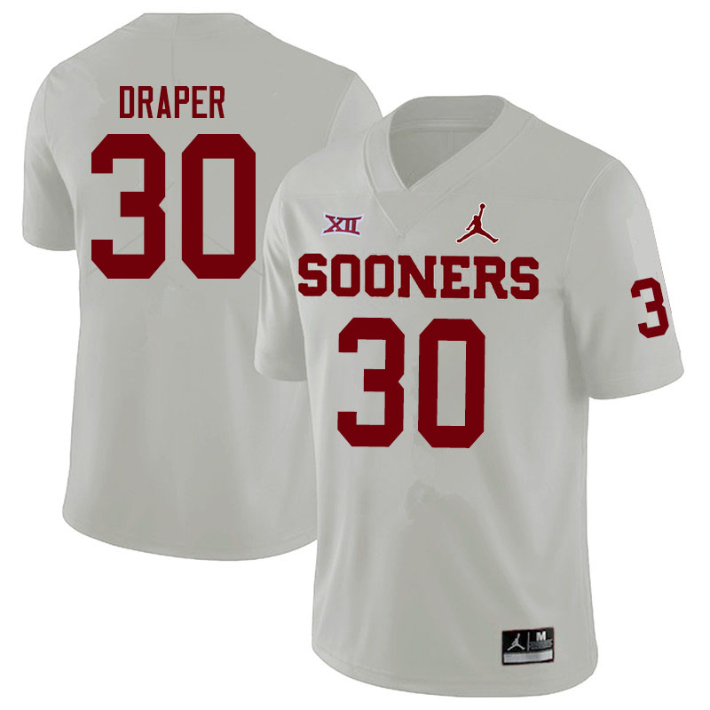 Oklahoma Sooners #30 Levi Draper Jordan Brand College Football Jerseys Sale-White